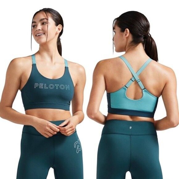 New! Peloton Colorblack Mesh Crisscross Back Sports Bra - Picture 1 of 7